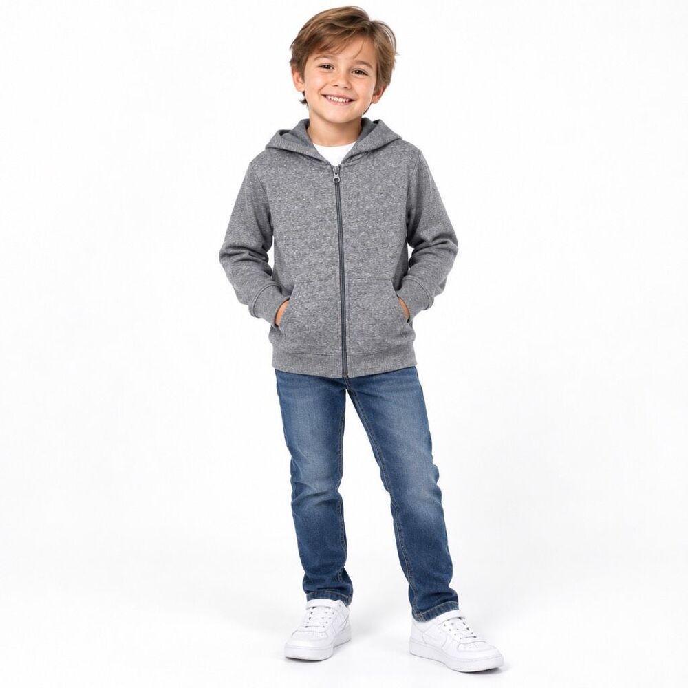 Cat & Jack Boys Charcoal Gray Fleece Lined Full Zip Hoodie Jacket Size 6/7 NWT